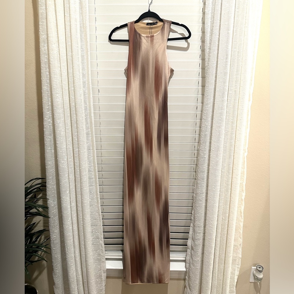 brown multicolored maxi dress